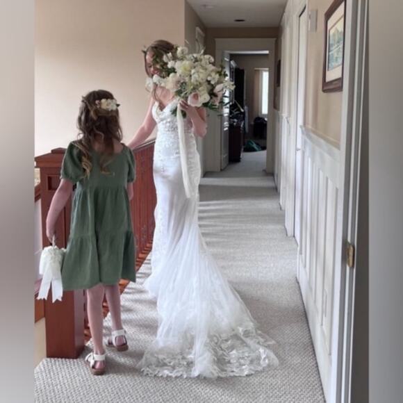 NWOT Lulus Everlasting Affection White Lace Tulle Mermaid Maxi Dress - Picture 11 of 15